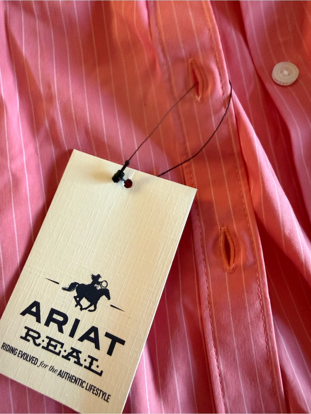 Ariat womens Pink Striped Stretch Wrinkle-Resistant Button-Down Shirt - Picture 4 of 9